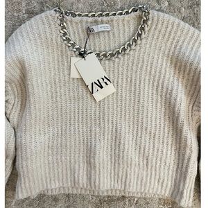 Zara Embellished Cropped Sweater